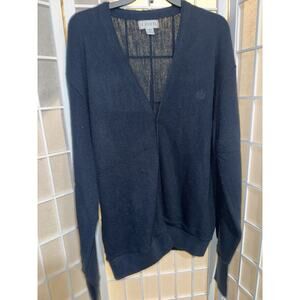 VINTAGE Izod Blue Orlon Acrylic Cardigan Grandpa Sweater Made In USA sz XL